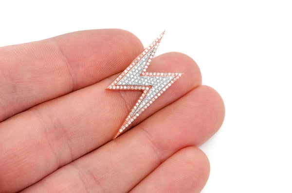 0.50ct Diamond Lightning Bolt Double Layer Pendant 18K Solid Gold - Image 9