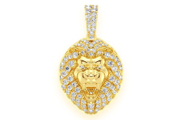 0.50ct Diamond Lion Head Pendant 18K Solid Gold
