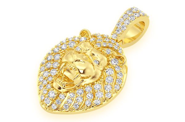0.50ct Diamond Lion Head Pendant 18K Solid Gold - Image 2