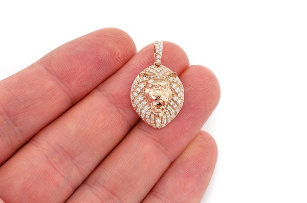 0.50ct Diamond Lion Head Pendant 18K Solid Gold - Image 3