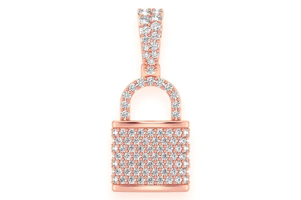 0.50ct Diamond Lock Pendant 18K Solid Gold - Image 4