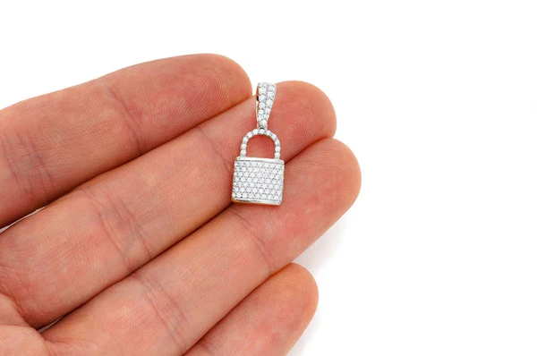 0.50ct Diamond Lock Pendant 18K Solid Gold - Image 9