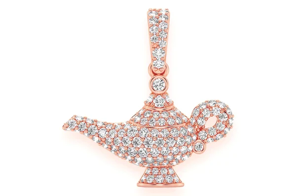 0.50ct Diamond Magic Lamp Pendant 18K Solid Gold - Image 4