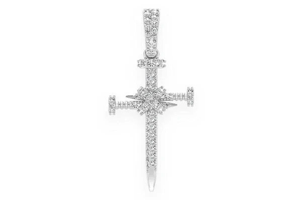 0.50ct Diamond Nail Cross Pendant 18K Solid Gold - Image 3