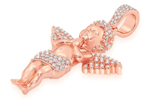 0.50ct Diamond Praying Angel Pendant 18K Solid Gold - Image 5