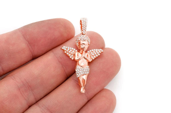 0.50ct Diamond Praying Angel Pendant 18K Solid Gold - Image 6