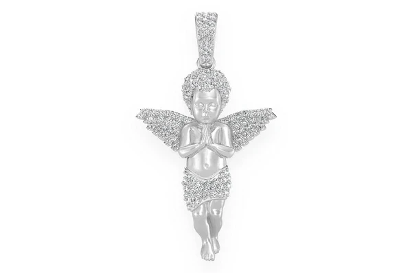0.50ct Diamond Praying Angel Pendant 18K Solid Gold - Image 7