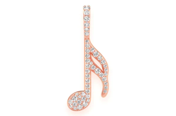 0.50ct Diamond Semiquaver Musical Note Pendant 18K Solid Gold - Image 4