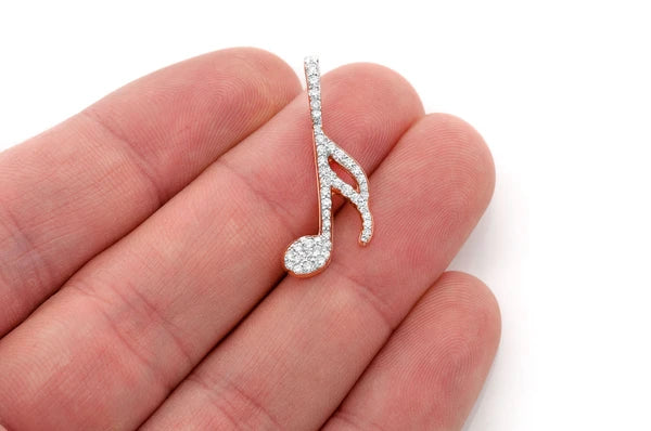 0.50ct Diamond Semiquaver Musical Note Pendant 18K Solid Gold - Image 9