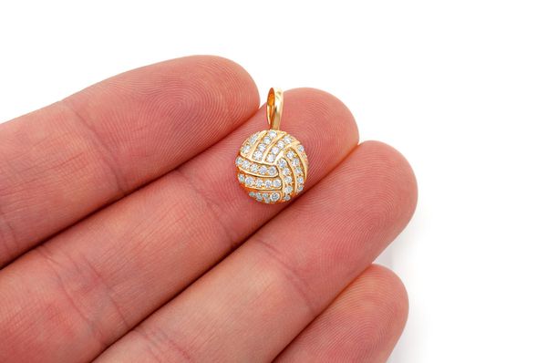 0.50ct Diamond Volleyball Pendant 18K Solid Gold - Image 3