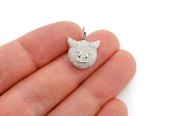 0.60ct Diamond Devil Emoji Pendant 18K Solid Gold - Image 6