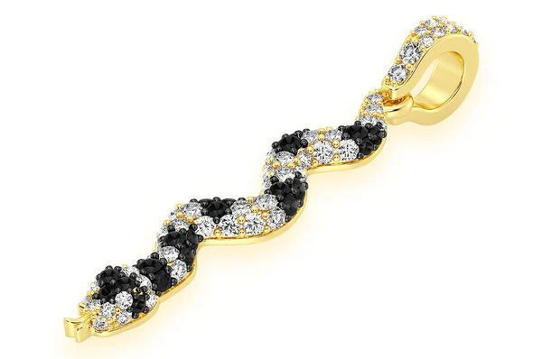 0.60ct Diamond Snake Black & White Pendant 18K Solid Gold - Image 2