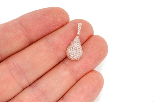 0.60ct Diamond Water Drop Pendant 18K Solid Gold - Image 9
