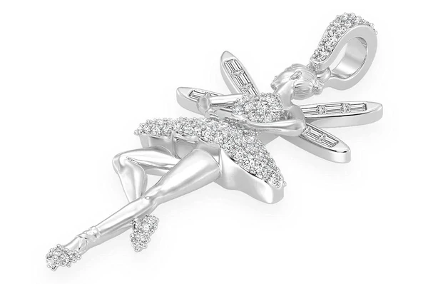 0.65ct Diamond Ballerina Wings Pendant 18K Solid Gold - Image 5