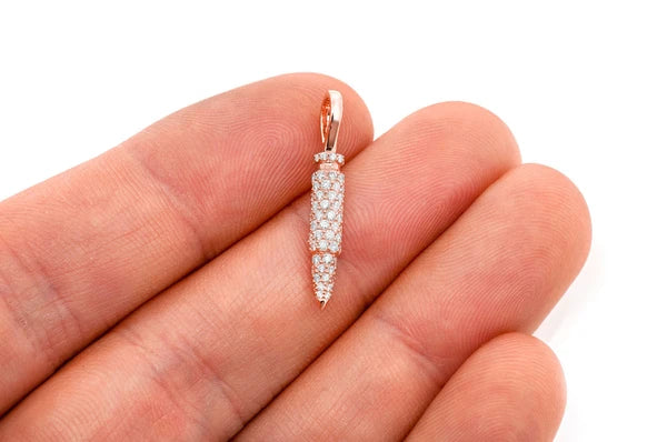 0.65ct Diamond Bullet Pendant 18K Solid Gold - Image 9