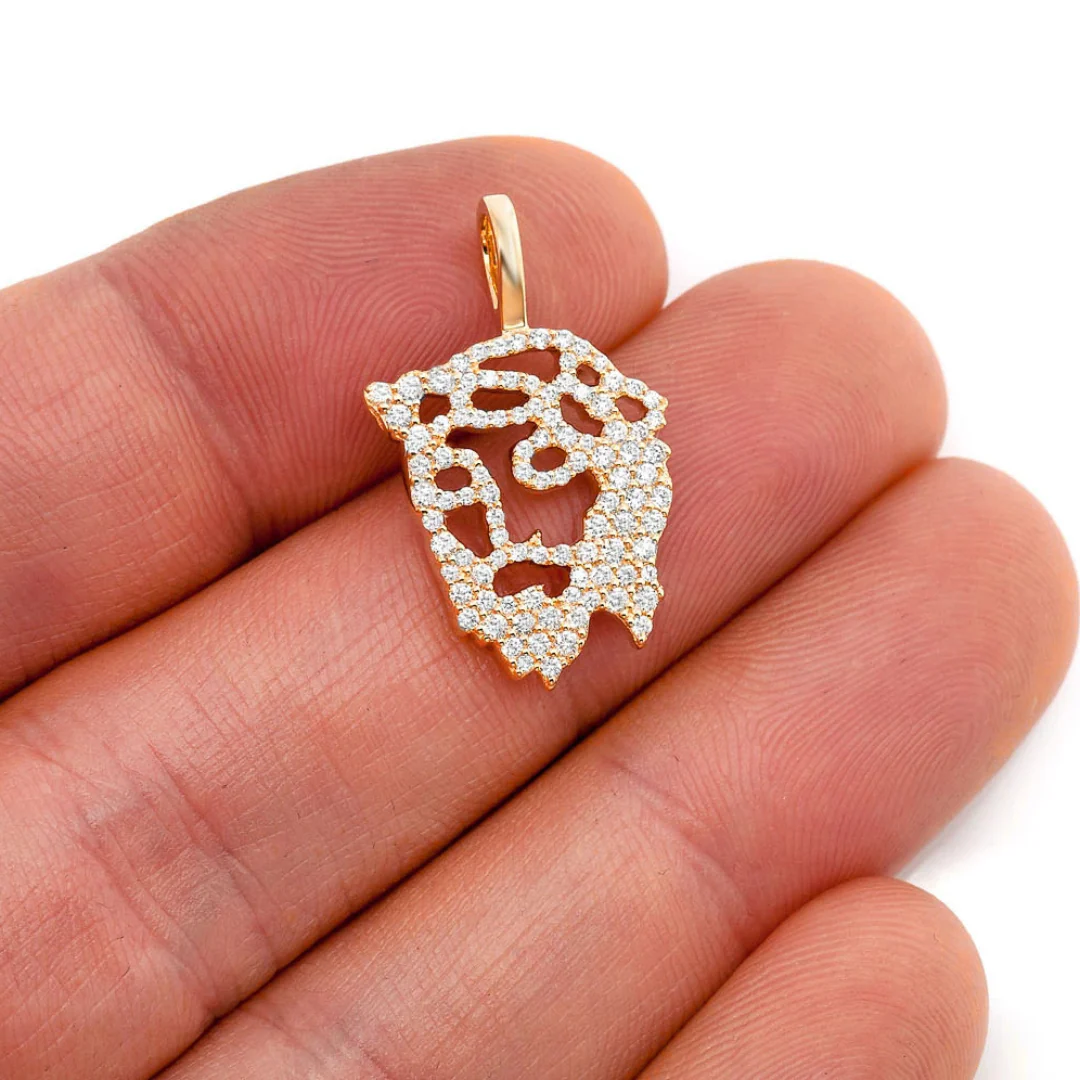 0.65ct Diamond Jesus Silhouette Pendant 18K Solid Gold - Image 4