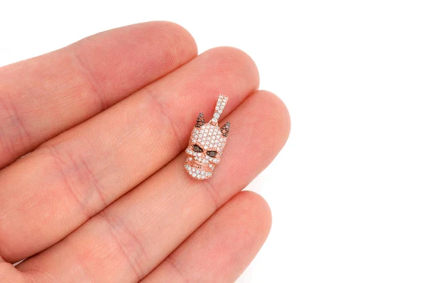 0.65ct Diamond Skull Horns Pendant 18K Solid Gold - Image 9
