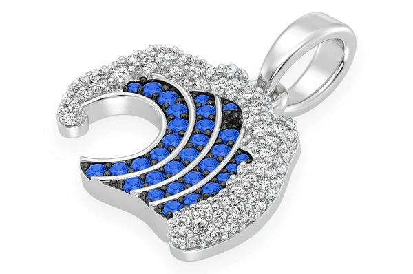 0.75ct Diamond Blue Ocean Wave Pendant 18K Solid Gold - Image 4