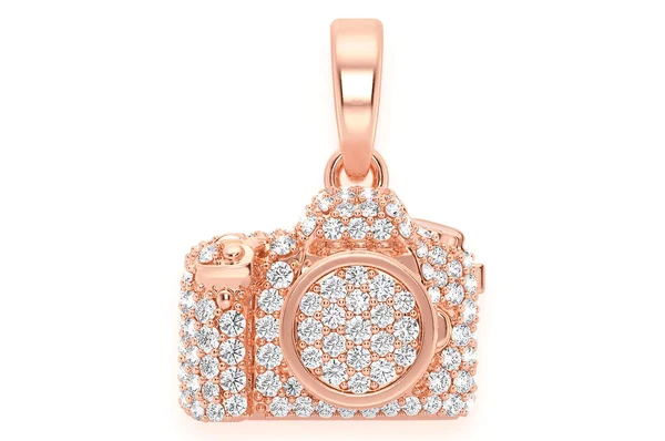 0.75ct Diamond Camera Pendant 18K Solid Gold - Image 7
