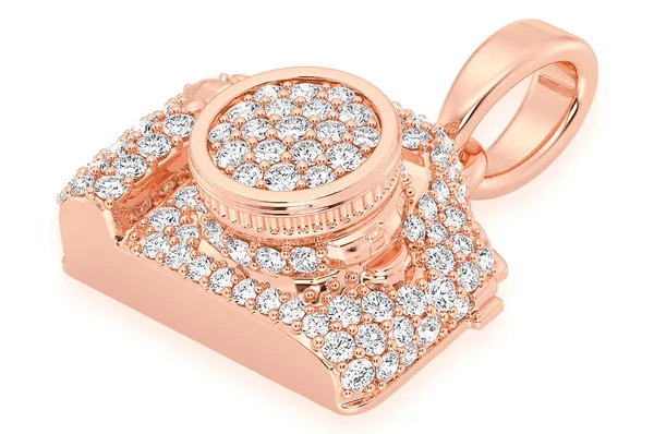 0.75ct Diamond Camera Pendant 18K Solid Gold - Image 8