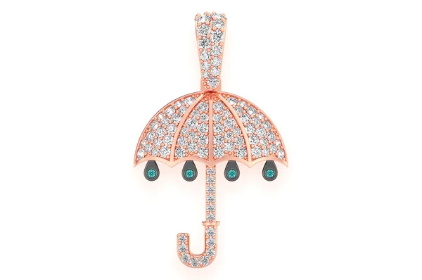 0.75ct Diamond Drip Umbrella Pendant 18K Solid Gold - Image 7