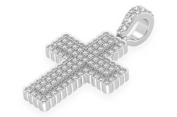 0.75ct Diamond Half Bezel Cross Pendant 18K Solid Gold - Image 5