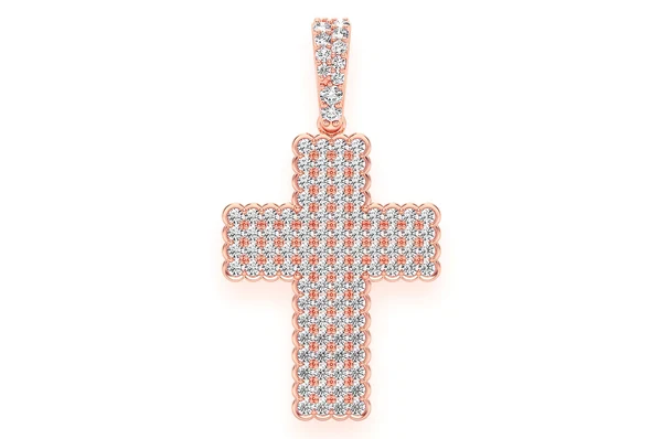0.75ct Diamond Half Bezel Cross Pendant 18K Solid Gold - Image 7