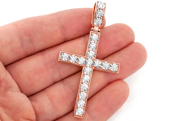 0.75ct Diamond Miracle Set Cross Pendant 18K Solid Gold - Image 9