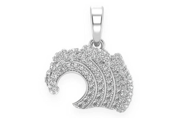 0.75ct Diamond Ocean Wave Pendant 18K Solid Gold - Image 4