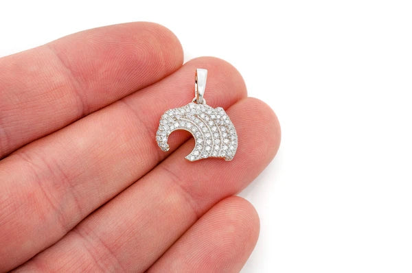 0.75ct Diamond Ocean Wave Pendant 18K Solid Gold - Image 6