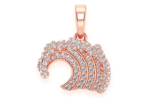 0.75ct Diamond Ocean Wave Pendant 18K Solid Gold - Image 7