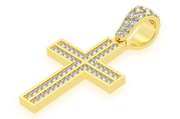 0.75ct Diamond Straight Accent Cross Pendant 18K Solid Gold - Image 2