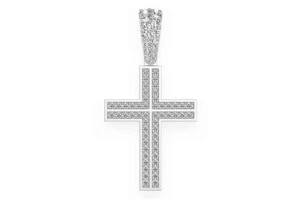 0.75ct Diamond Straight Accent Cross Pendant 18K Solid Gold - Image 5