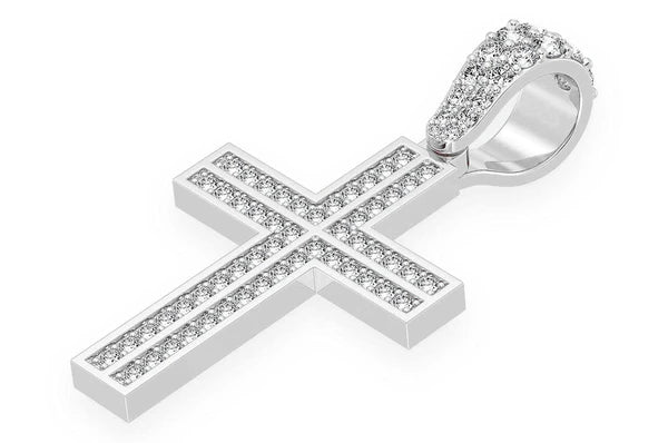 0.75ct Diamond Straight Accent Cross Pendant 18K Solid Gold - Image 6