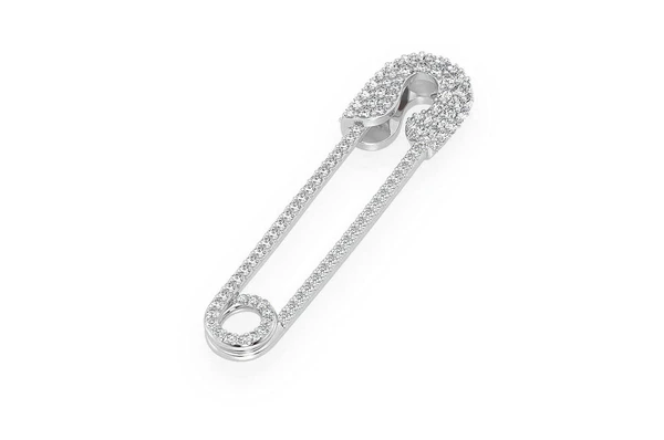 0.80ct Diamond Safety Pin Pendant 18K Solid Gold - Image 12
