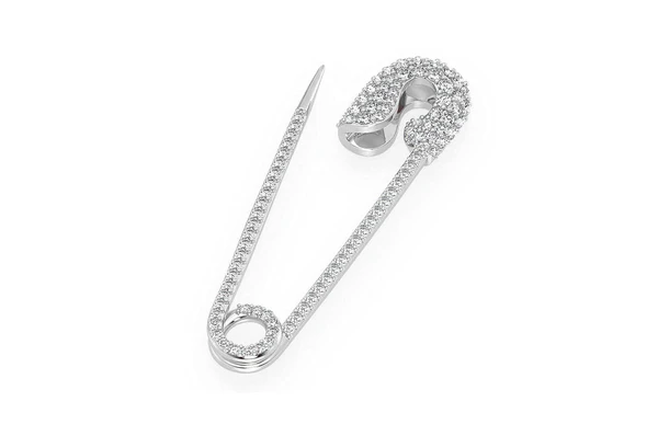0.80ct Diamond Safety Pin Pendant 18K Solid Gold - Image 14