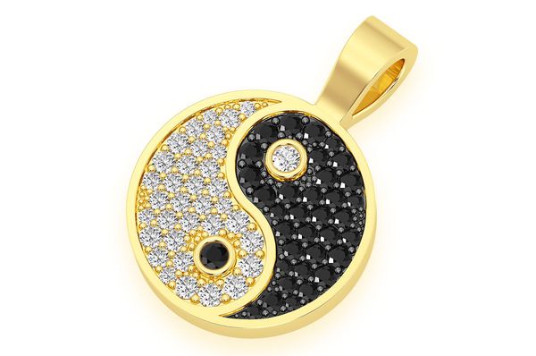 0.80ct Diamond Yin Yang Black & White Pendant 18K Solid Gold - Image 2
