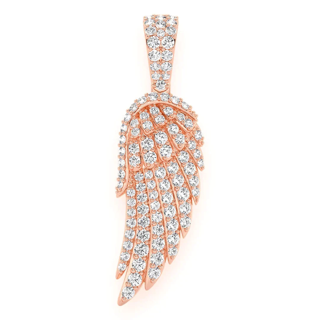 0.85ct Diamond Angel Wing Pendant 18K Solid Gold - Image 4