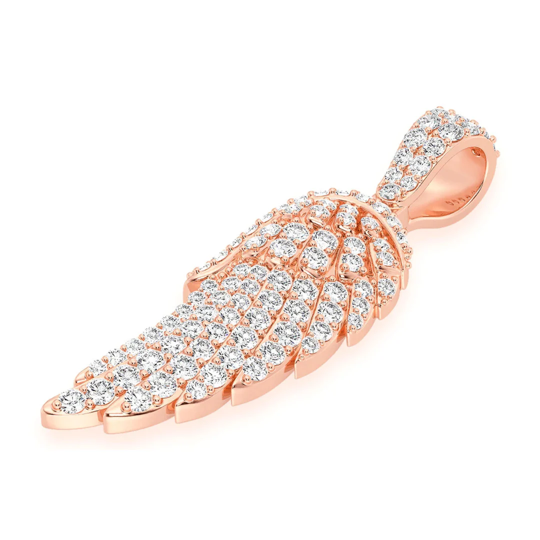 0.85ct Diamond Angel Wing Pendant 18K Solid Gold - Image 5