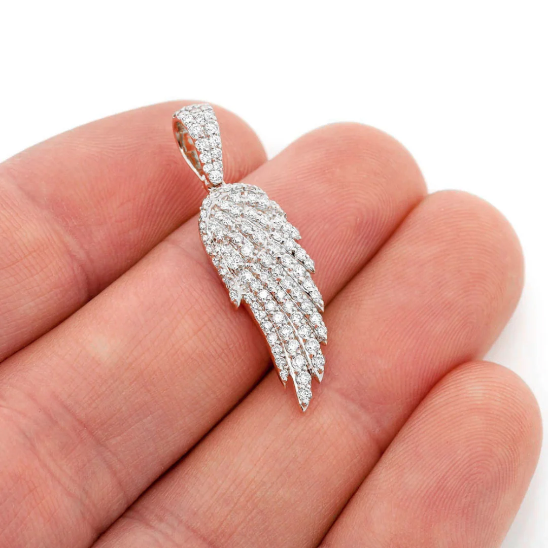 0.85ct Diamond Angel Wing Pendant 18K Solid Gold - Image 9