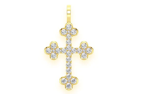 0.85ct Diamond Selene Cross Pendant 18K Solid Gold