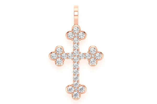 0.85ct Diamond Selene Cross Pendant 18K Solid Gold - Image 4
