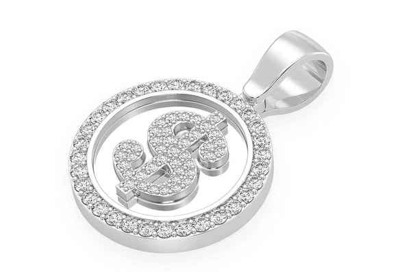 1.00ct Diamond Dollar Sign Medallion Pendant 18K Solid Gold - Image 5