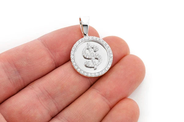 1.00ct Diamond Dollar Sign Medallion Pendant 18K Solid Gold - Image 6