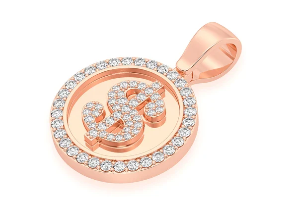 1.00ct Diamond Dollar Sign Medallion Pendant 18K Solid Gold - Image 8