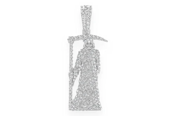 1.00ct Diamond Grim Reaper Pendant 18K Solid Gold - Image 4