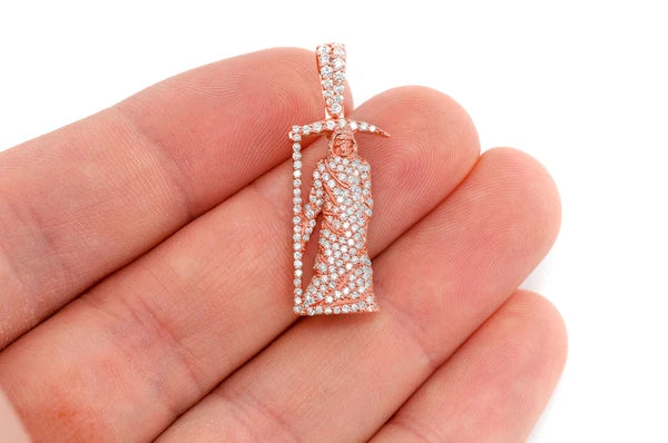 1.00ct Diamond Grim Reaper Pendant 18K Solid Gold - Image 9
