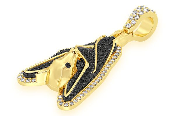 1.00ct Diamond Hanging Bat Black & White Pendant 18K Solid Gold - Image 2