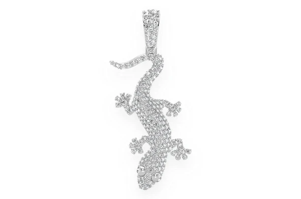 1.00ct Diamond Lizard Pendant 18K Solid Gold - Image 4