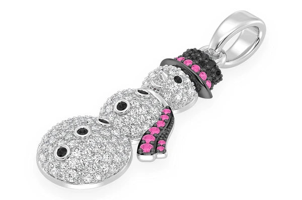 1.00ct Diamond Snowman Ruby Pendant 18K Solid Gold - Image 5